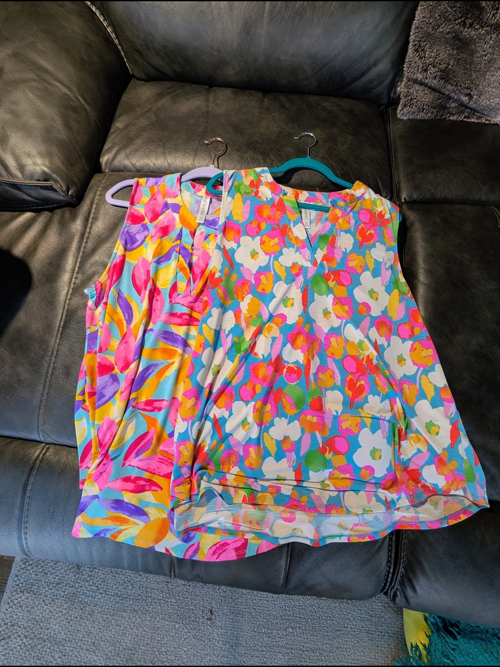 SET OF 2 Dear Scarlett Lizzie sleeveless blouses in bright blues and pinks